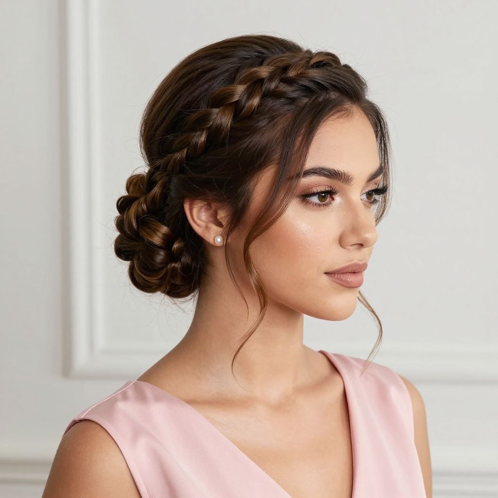 Braided Side Bun bridesmaid hair style