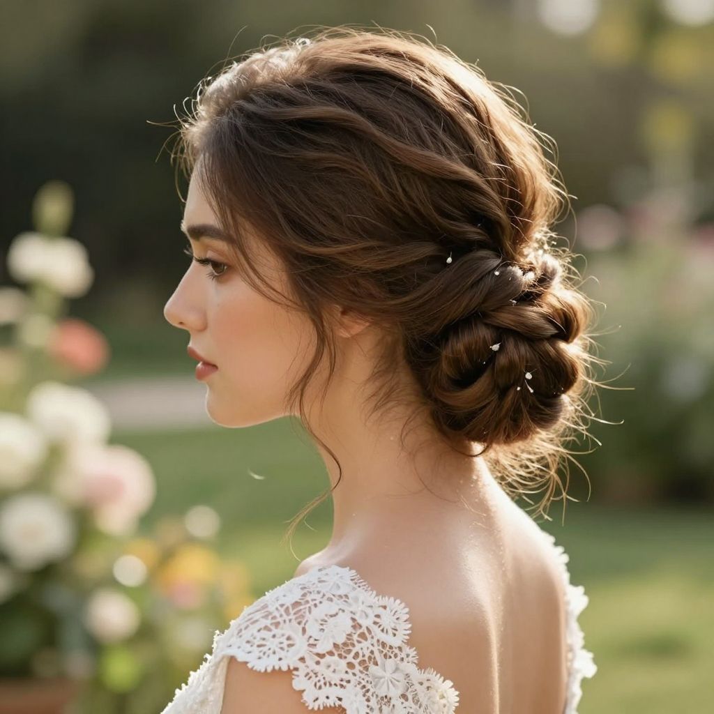 Soft Twisted Low Bun bridesmaid hair style