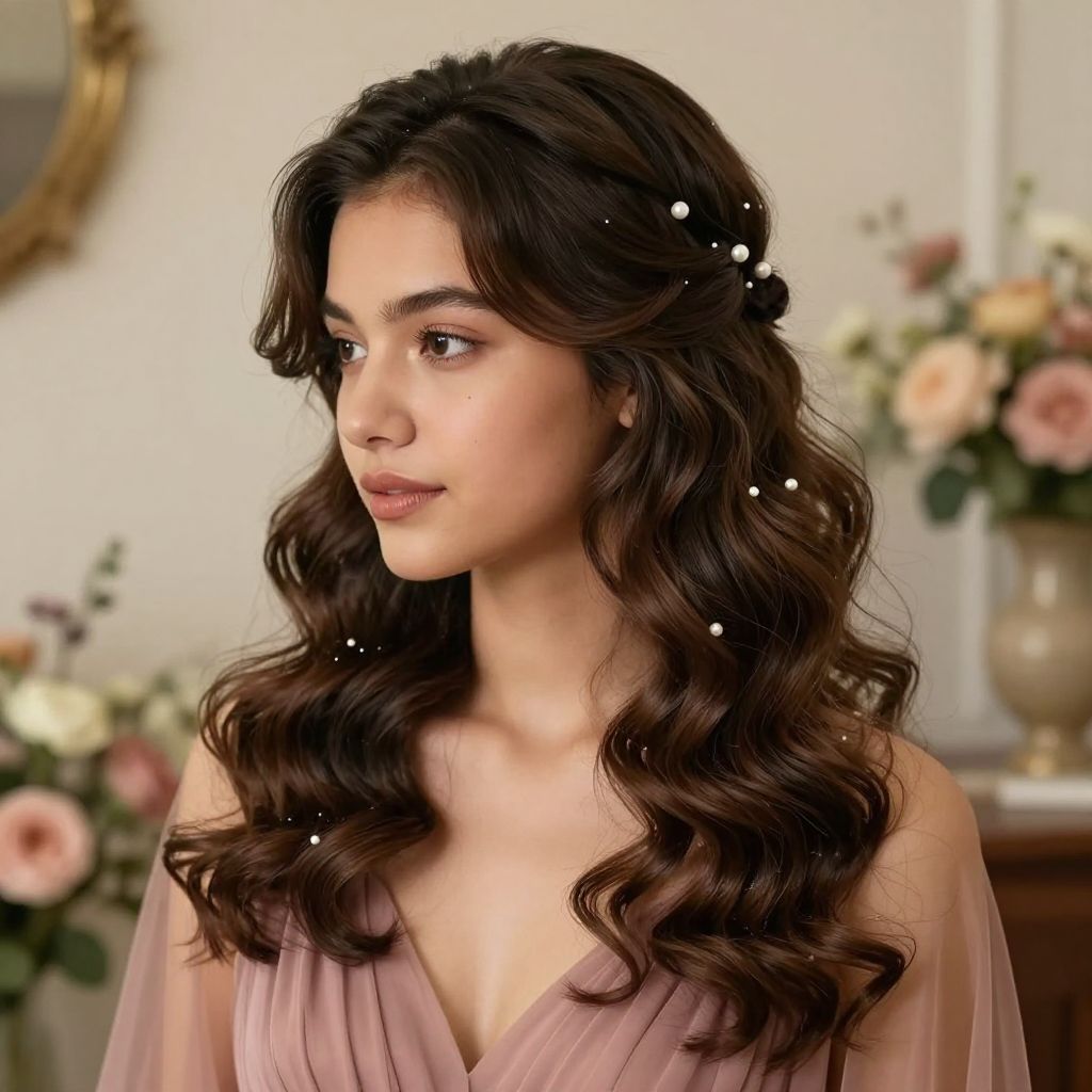Romantic Half-Up bridesmaid hair style