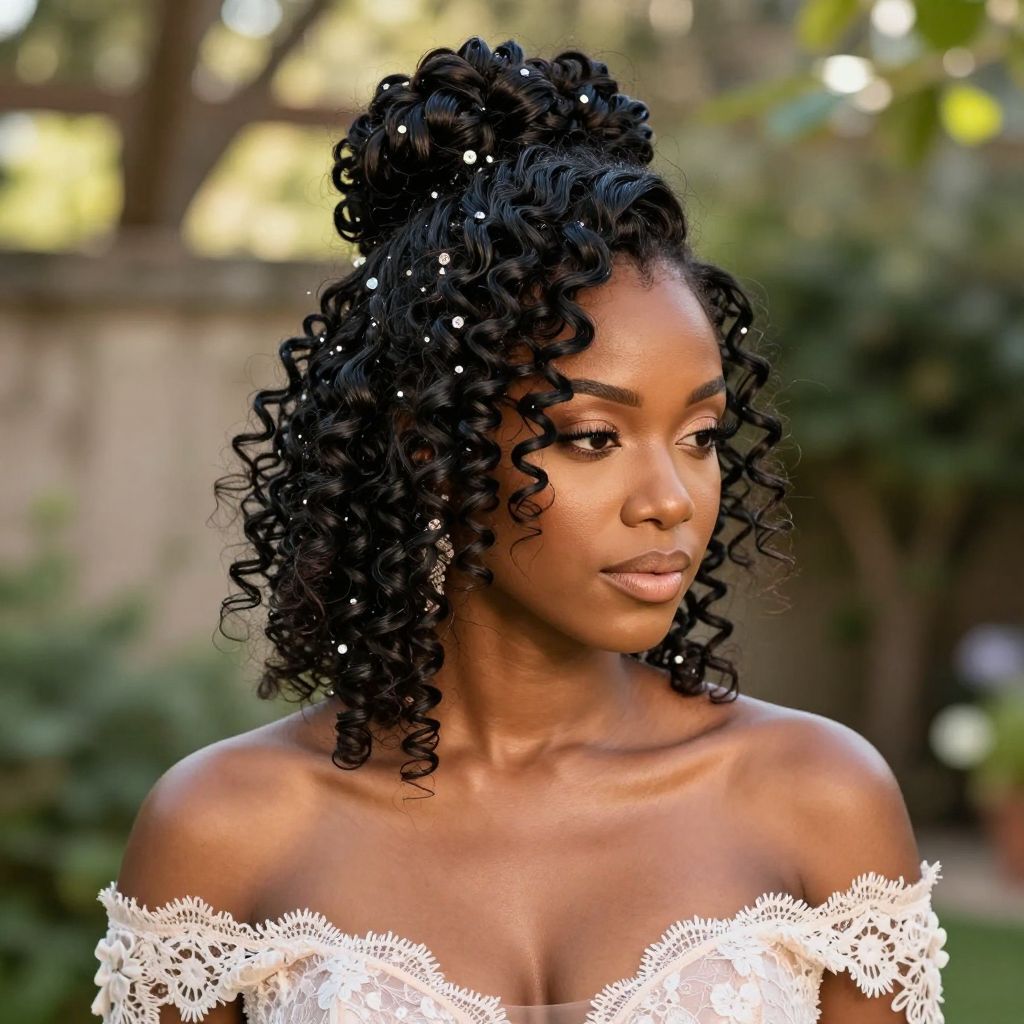 Curly Twist Pile-Up bridesmaid hair style