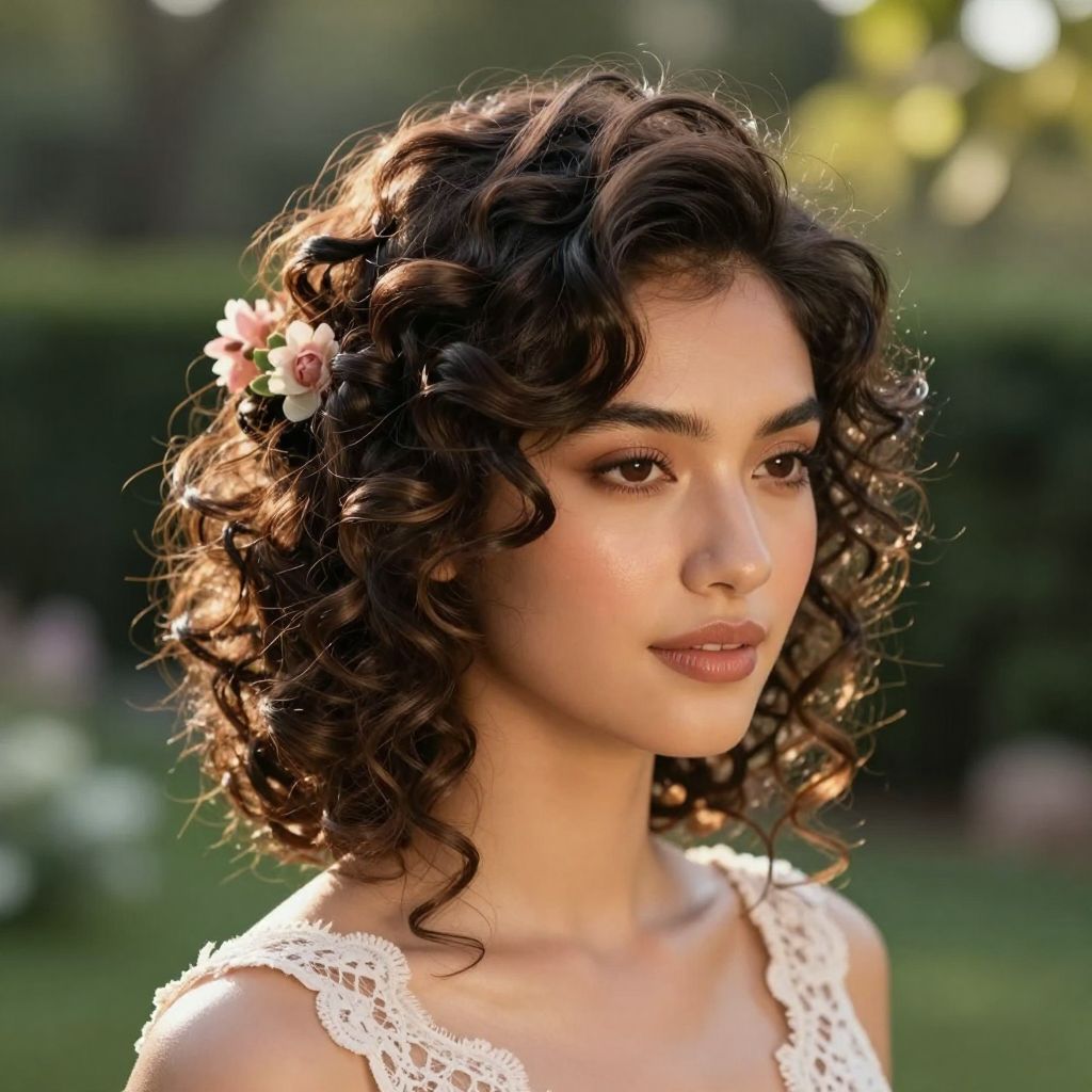 Curly Updo with Tendrils