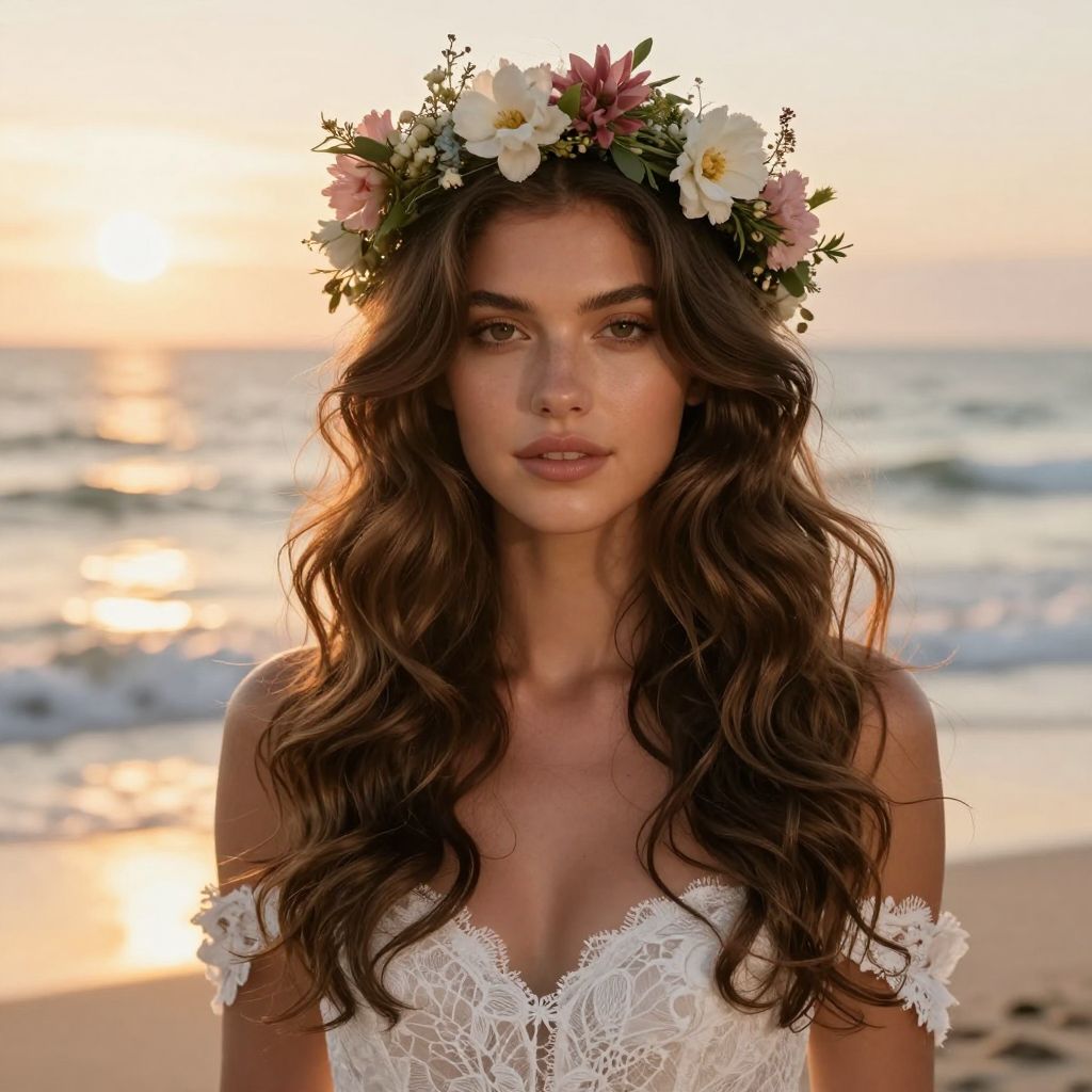 Beach Waves with Floral Crown