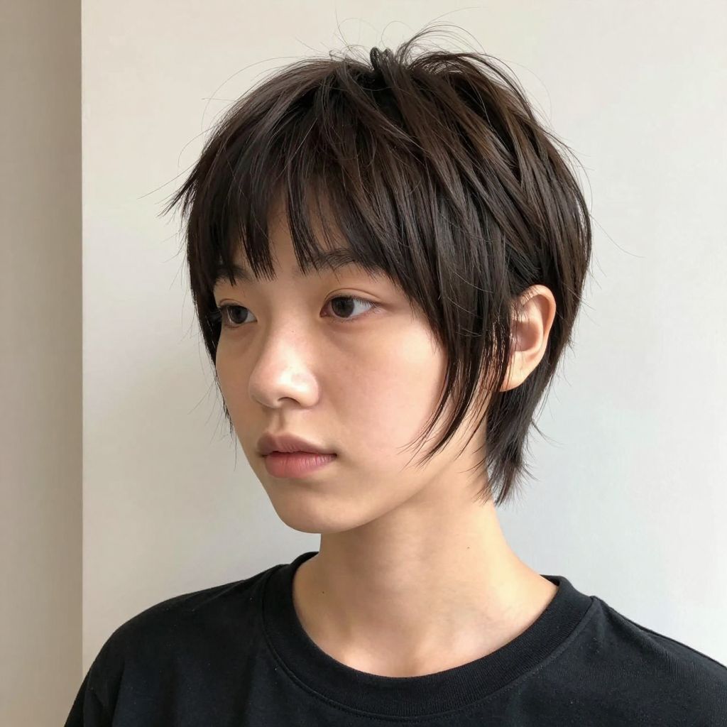 Pixie Cut with Long Bangs