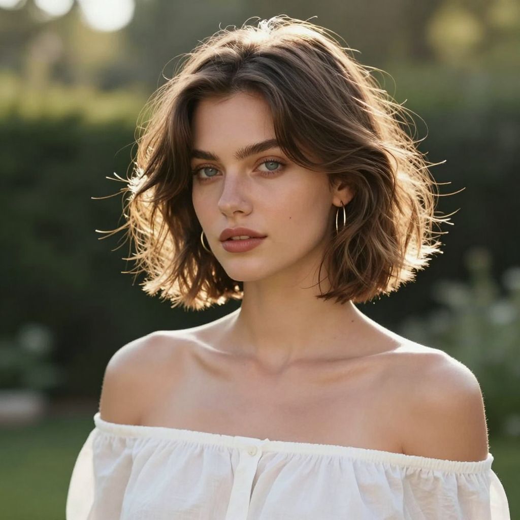 Tousled Bob with Side Part