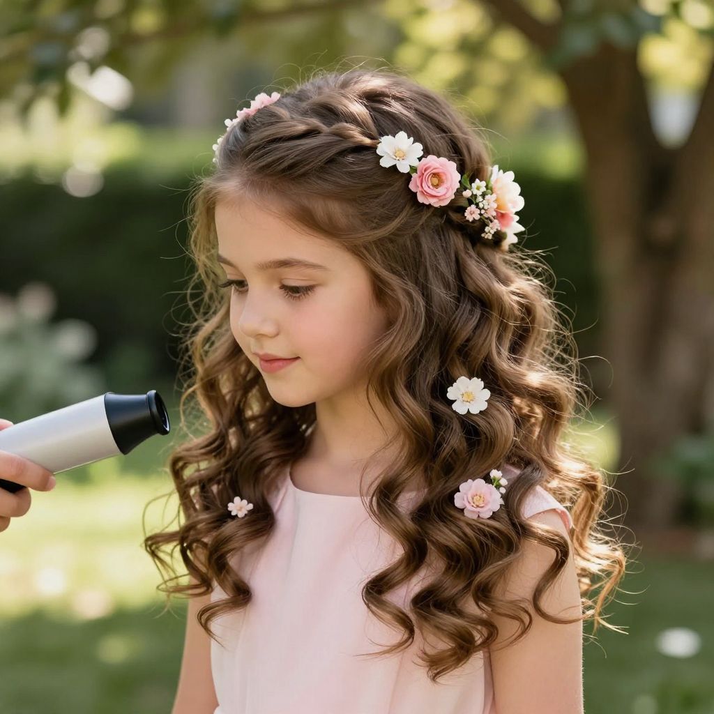 Loose Curls with Floral Accents