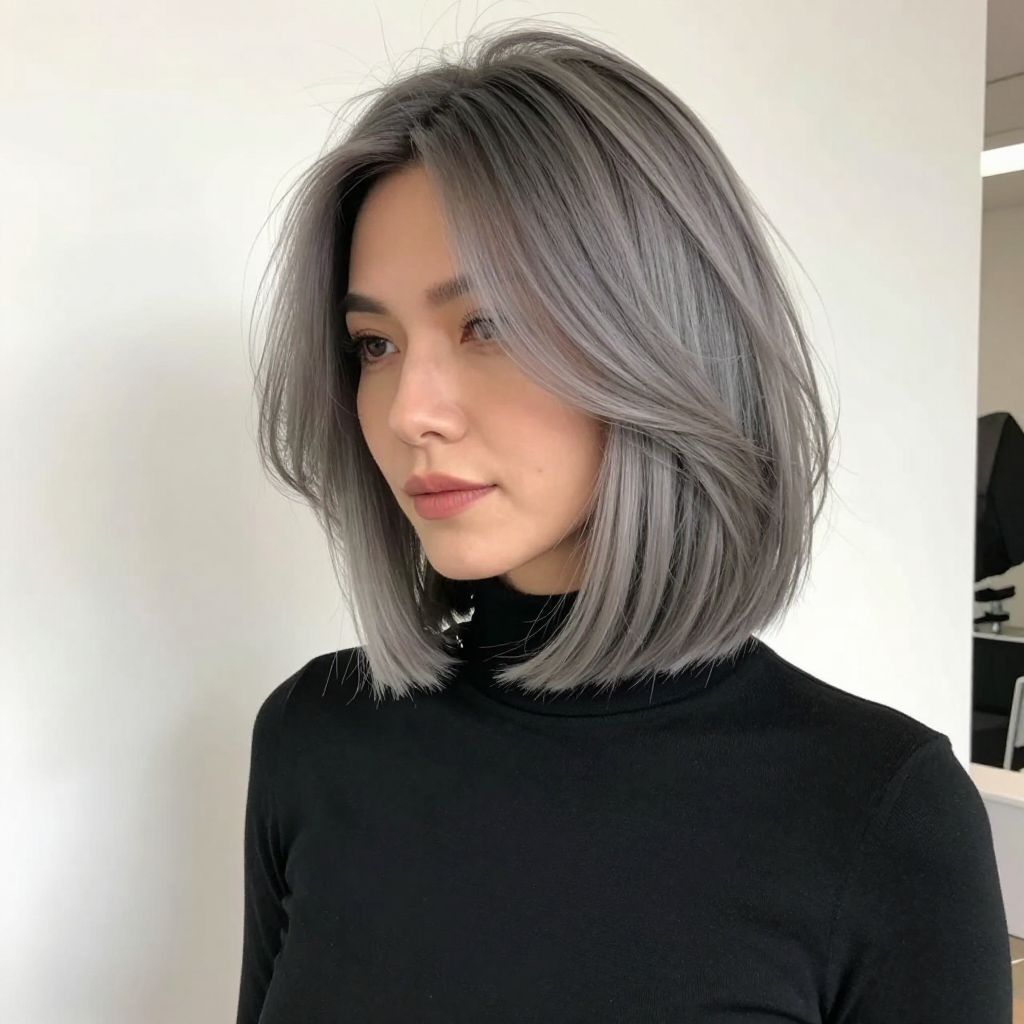 Layered Bob with Gray Ombre