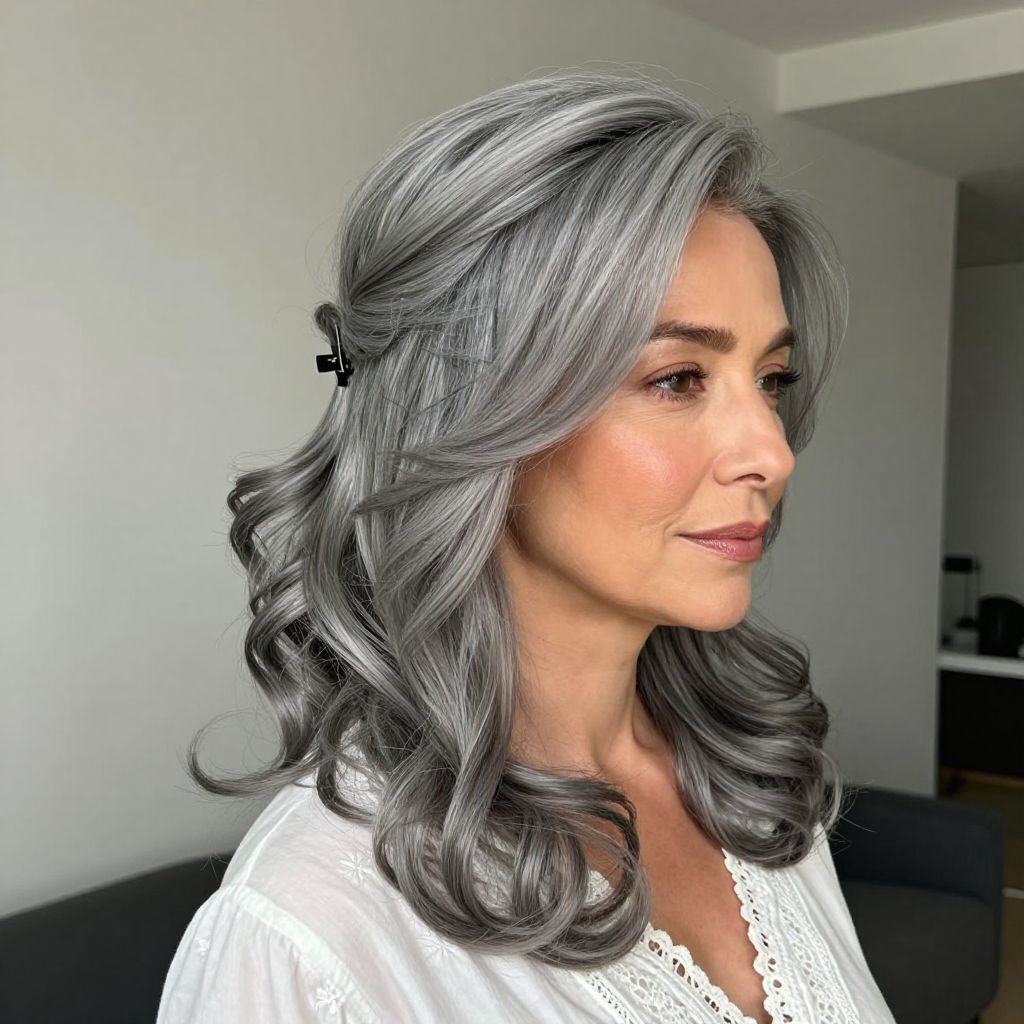 Elegant Gray Half-Updo