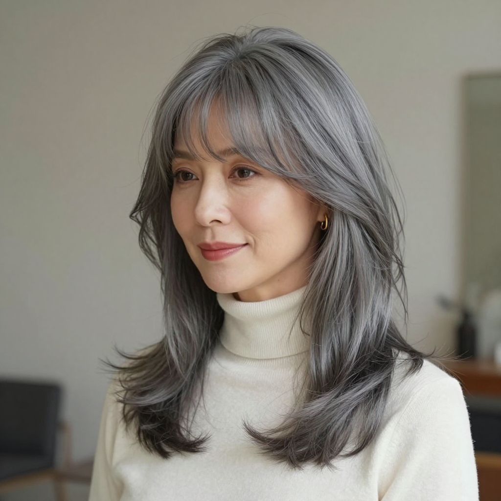 Wispy Gray Bangs