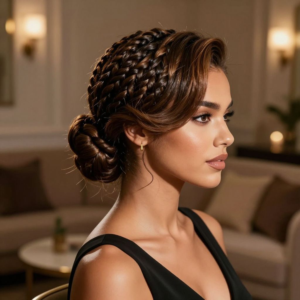 Side Swoop and Bun Loc Style