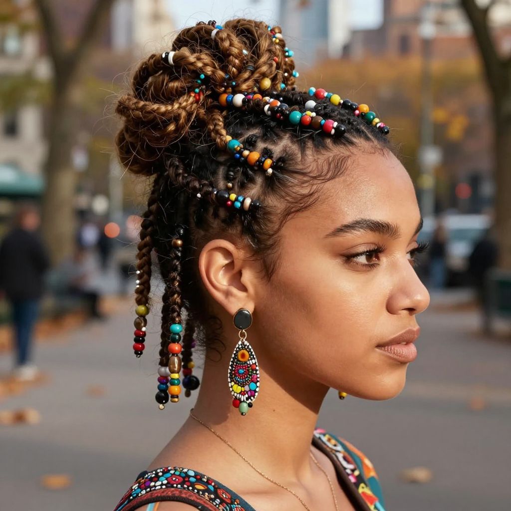 Beaded Loc Updo Style