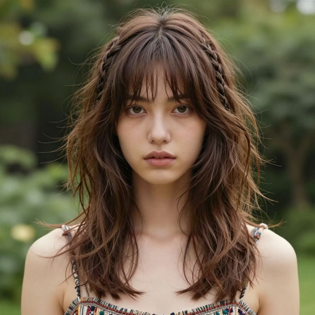 Shoulder Length Shag with Braids