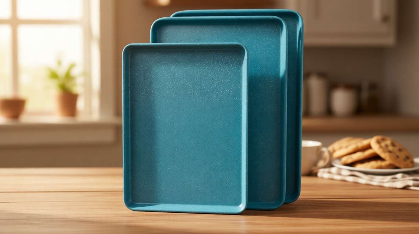 casaWare 3pc Ultimate Commercial Weight Cookie Sheet Set, Two 15 x 10-Inch Pans, One 13 x 9-Inch-Inch Pan (Blue Granite)