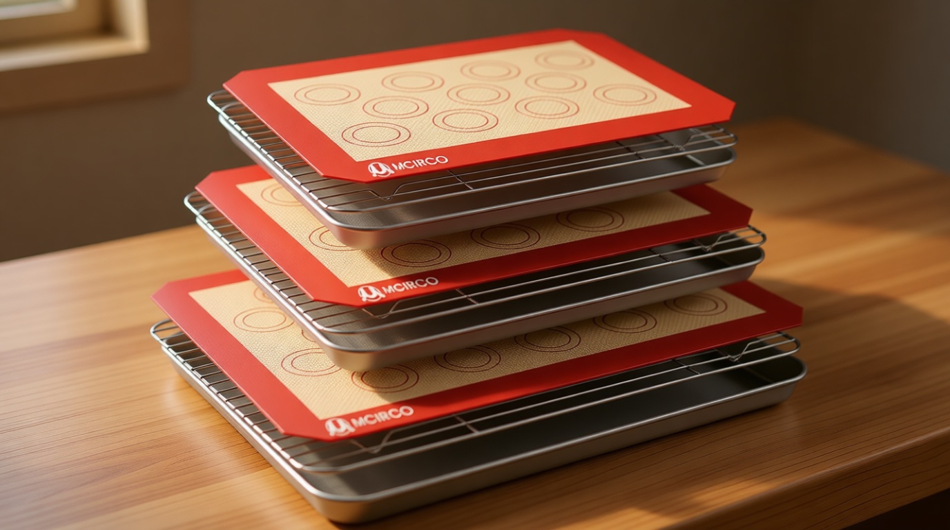 Stainless Steel Baking Sheet Tray Cooling Rack with Silicone Baking Mat Set, Cookie Pan with Cooling Rack, Set of 9 (3 Sheets + 3 Racks + 3 Mats), 10/12/16 Inch, Easy Clean