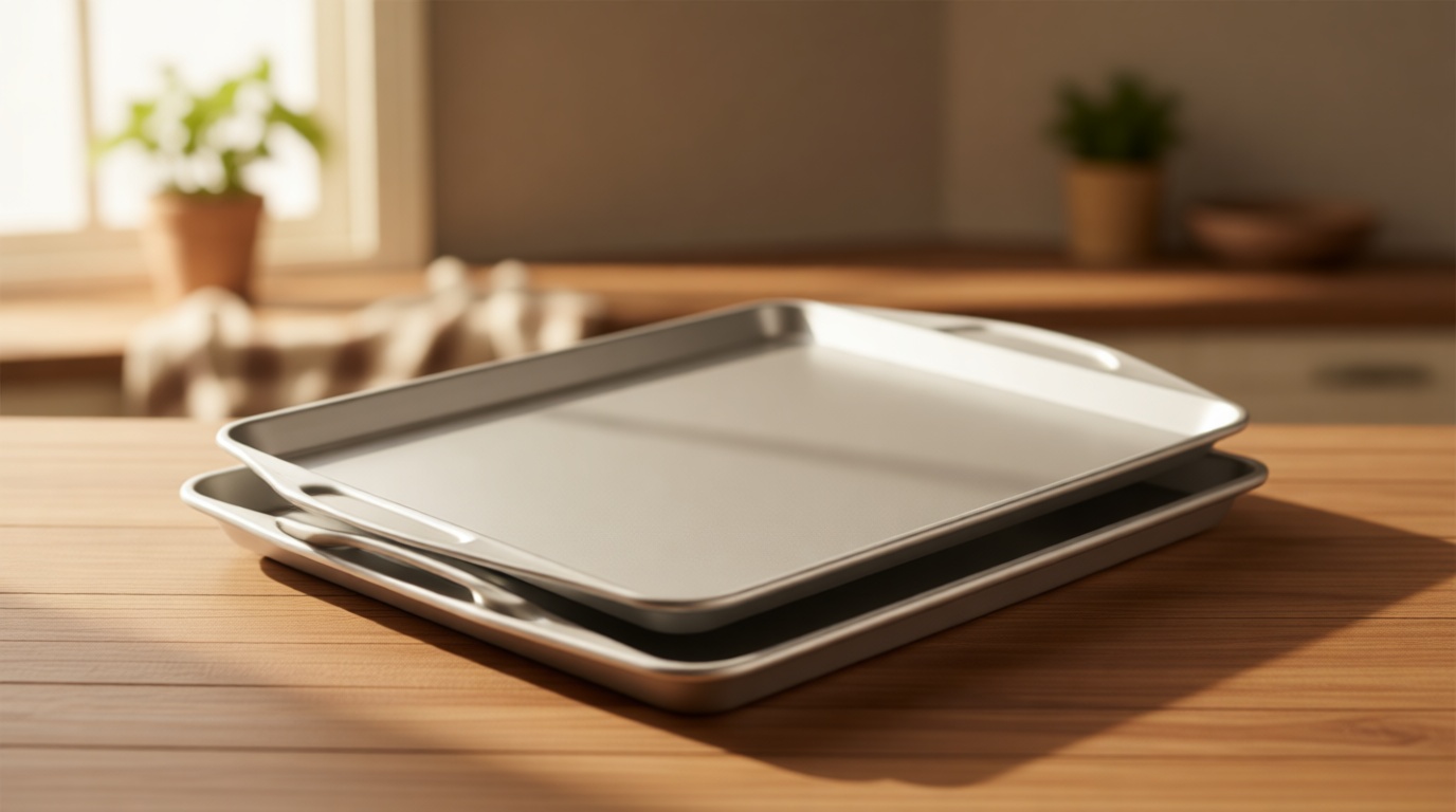 Commercial Quality Baking Sheet Pan Set, Natural Aluminum Cookie Sheet, Umite Chef Warp Resistant Baker's Half Sheet Pan, Large Thick Cookie Tray Pans for Baking, Roasting(2 Pack, 18X13In)