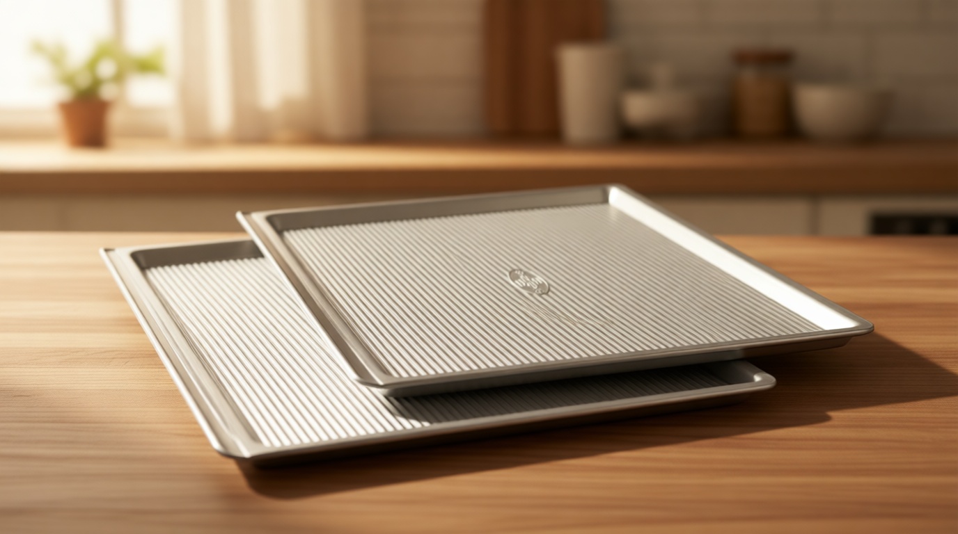 USA Pan Bakeware Cookie Sheet, Warp Resistant Nonstick Baking Pan, Made in the USA from Aluminized Steel, Large Set of 2