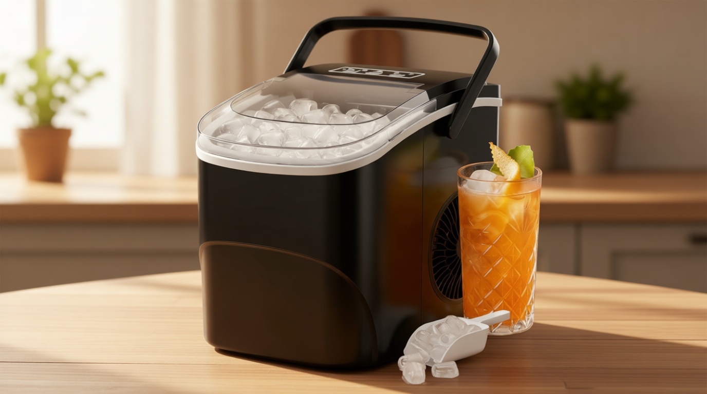 Electactic Ice Makers Countertop,26Lbs/24H,9 Cubes in 6 Mins,Portable Ice Maker Machine with Self-Cleaning,2 Sizes of Bullet Ice,Perfect for Home Kitchen(Black)