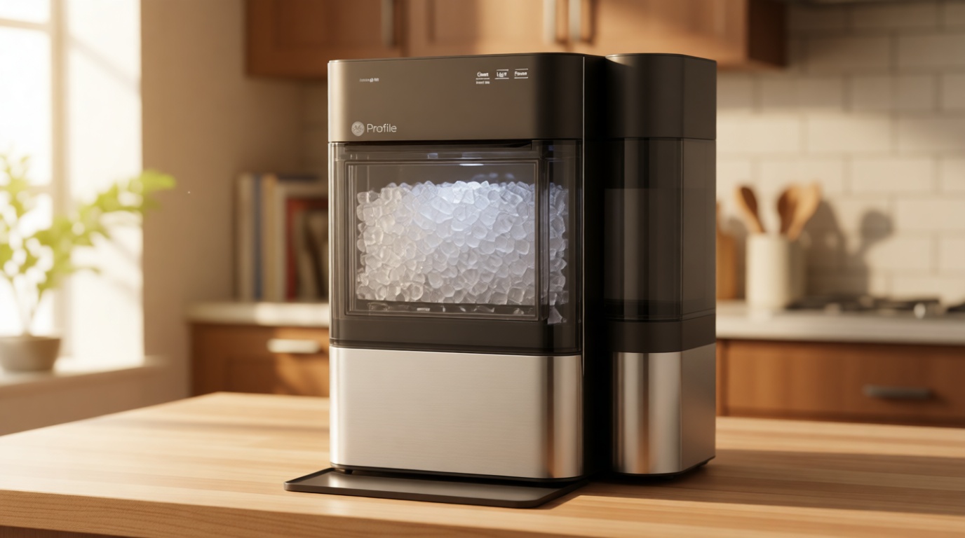 GE Profile Opal 2.0 with 0.75 Gallon Tank, Chewable Crunchable Countertop Nugget Ice Maker, Scoop included, 38 lbs in 24 hours, Pellet Ice Machine with WiFi & Smart Connected, Stainless Steel