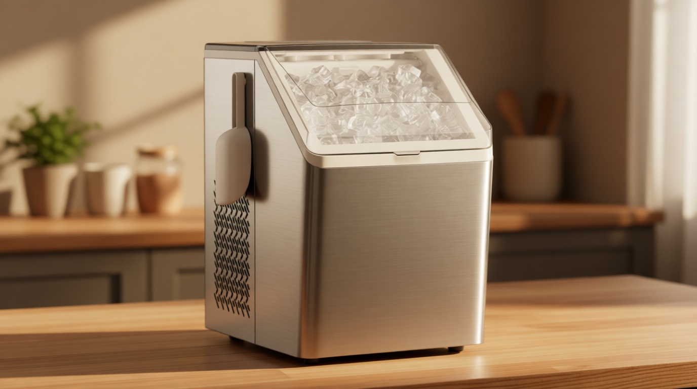 Silonn Ice Makers Countertop, 44lbs Per Day, 2 Ways to Add Water, Auto Self-Cleaning, Stainless Steel Ice Machine for Home Office Bar Party