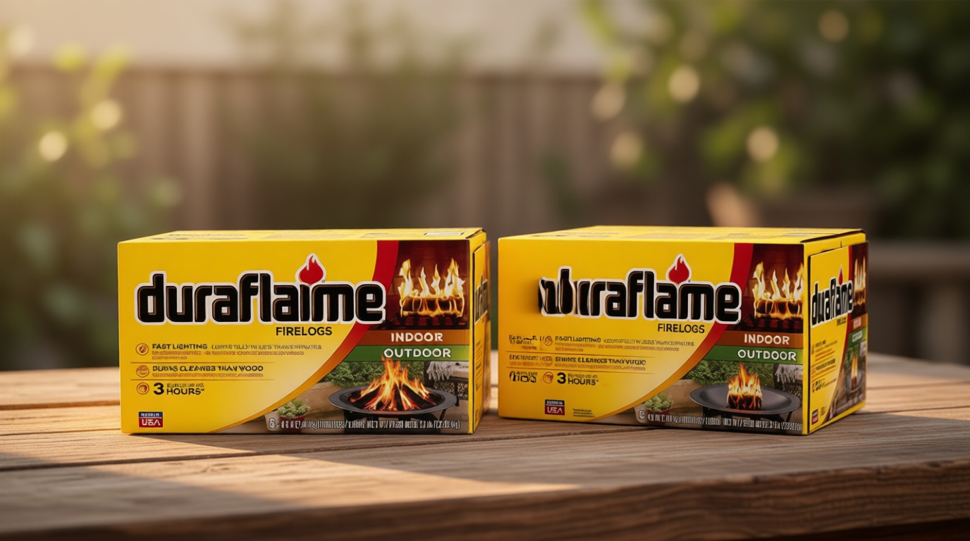 Duraflame 12-Pack Fire Logs for Indoor and Outdoor Use, 3-Hour Burn, 4.5 Lb Each - Firewood Starters and Accessories for BBQ, Camping, Stove, Pit and Chimney
