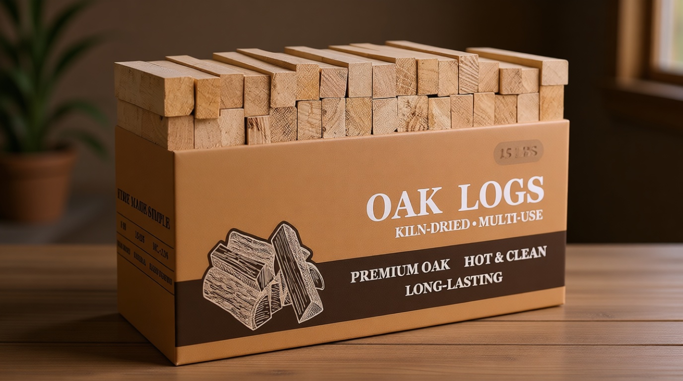 Kiln Dried Oak Firewood Bark Free Hardwood Logs for Pizza Ovens Fire Pits Fireplaces Clean Hot Burning Lights Quickly 6in 15lbs