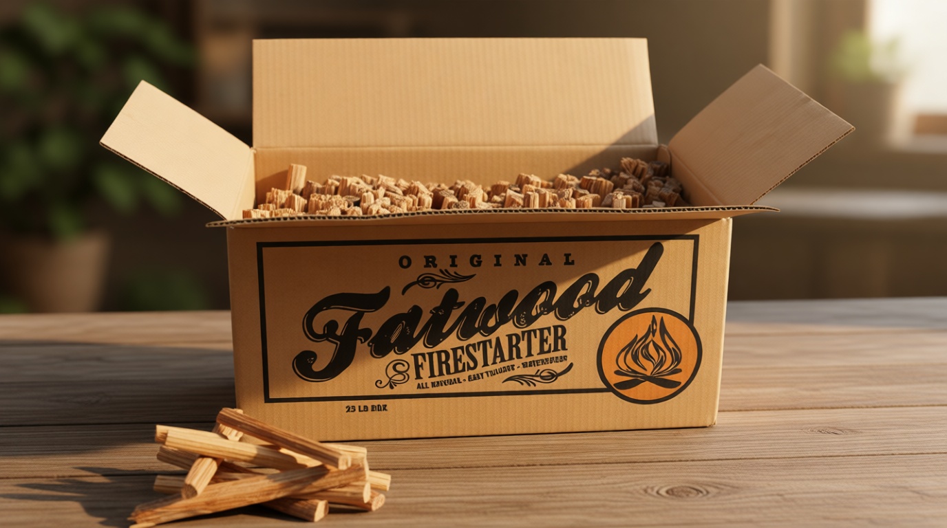 Fatwood Fire Starter Sticks 25lb Box - Indoor or Outdoor 100% All Natural Pine Fire Starters for Campfires, Fireplace, Firepit, Wood Stove, or BBQ Grill - Kindling Wood Firewood Lighter by Pure Garden