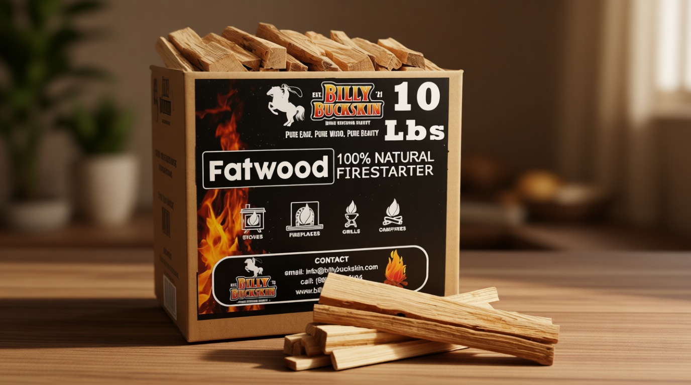 10lb Fatwood Fire Starter Sticks | 100% Natural Fire Starters for Campfires, Firepit, Fireplaces, BBQ, Wood Stoves | Easy Ignition w/Just 2 Sticks | Camping Essentials by Billy Buckskin (10lb Box)