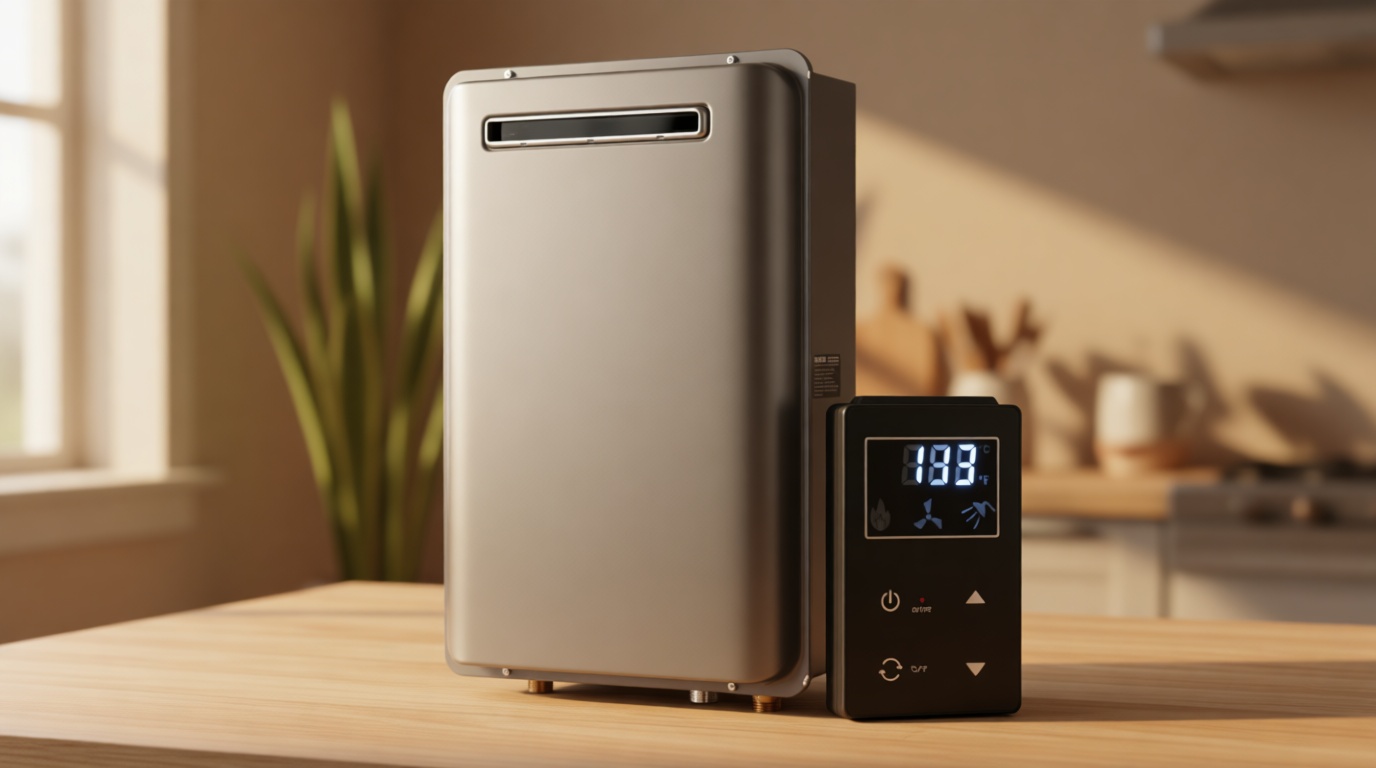 VEVOR Gas Tankless Water Heater, 5.3Gal Outdoor 120000 BTU Instant Hot Water Heater, Smart Temperature Control & 3/4 inch NPT Interface& Multiple Security Protections for Whole House, Silver Gray