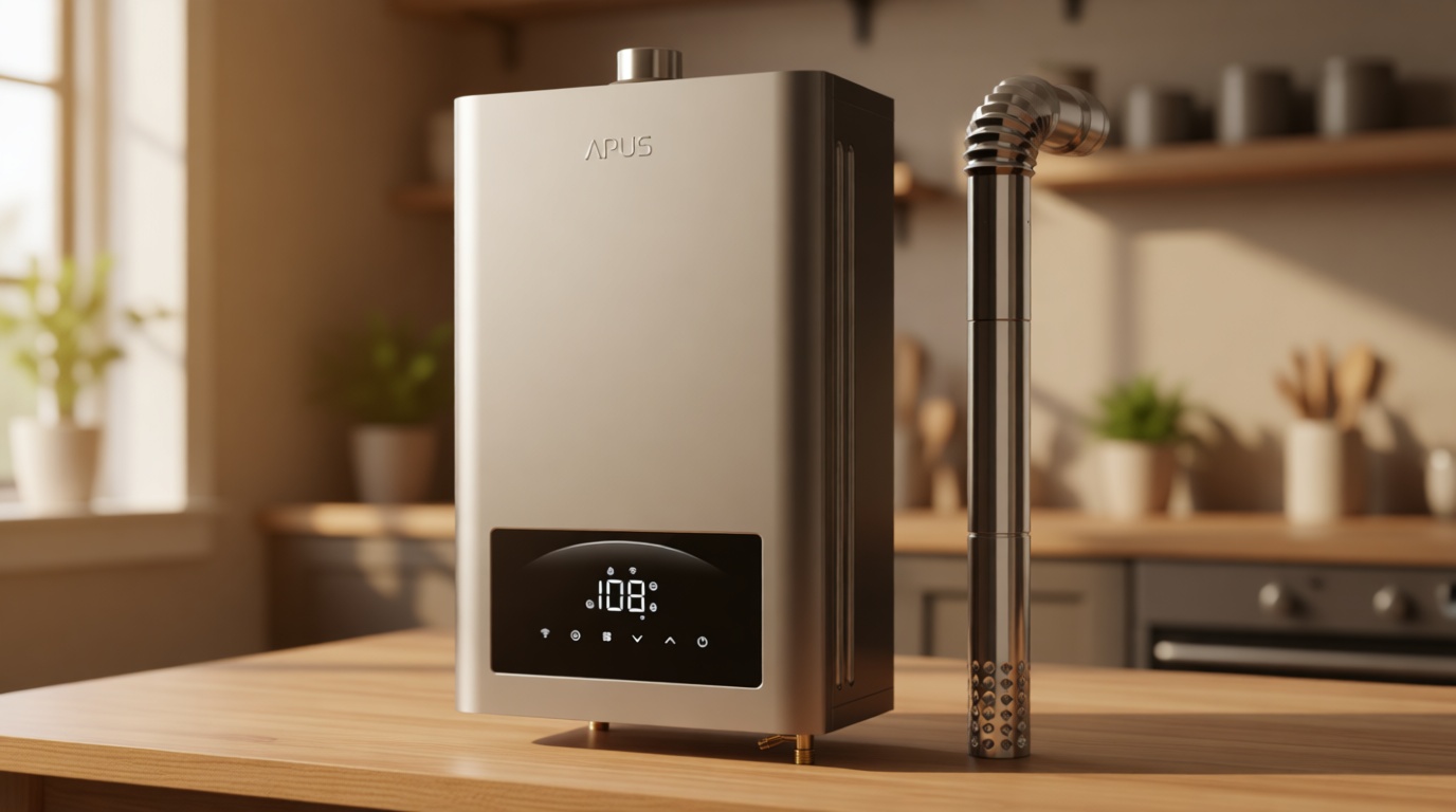 APUS Natural Gas Tankless Water Heater 140,000 BTU Indoor Installation Up to 6.8 GPM, Zero Cold Water for Technology Instant Hot Water on Demand, Smart Wi-Fi App Control