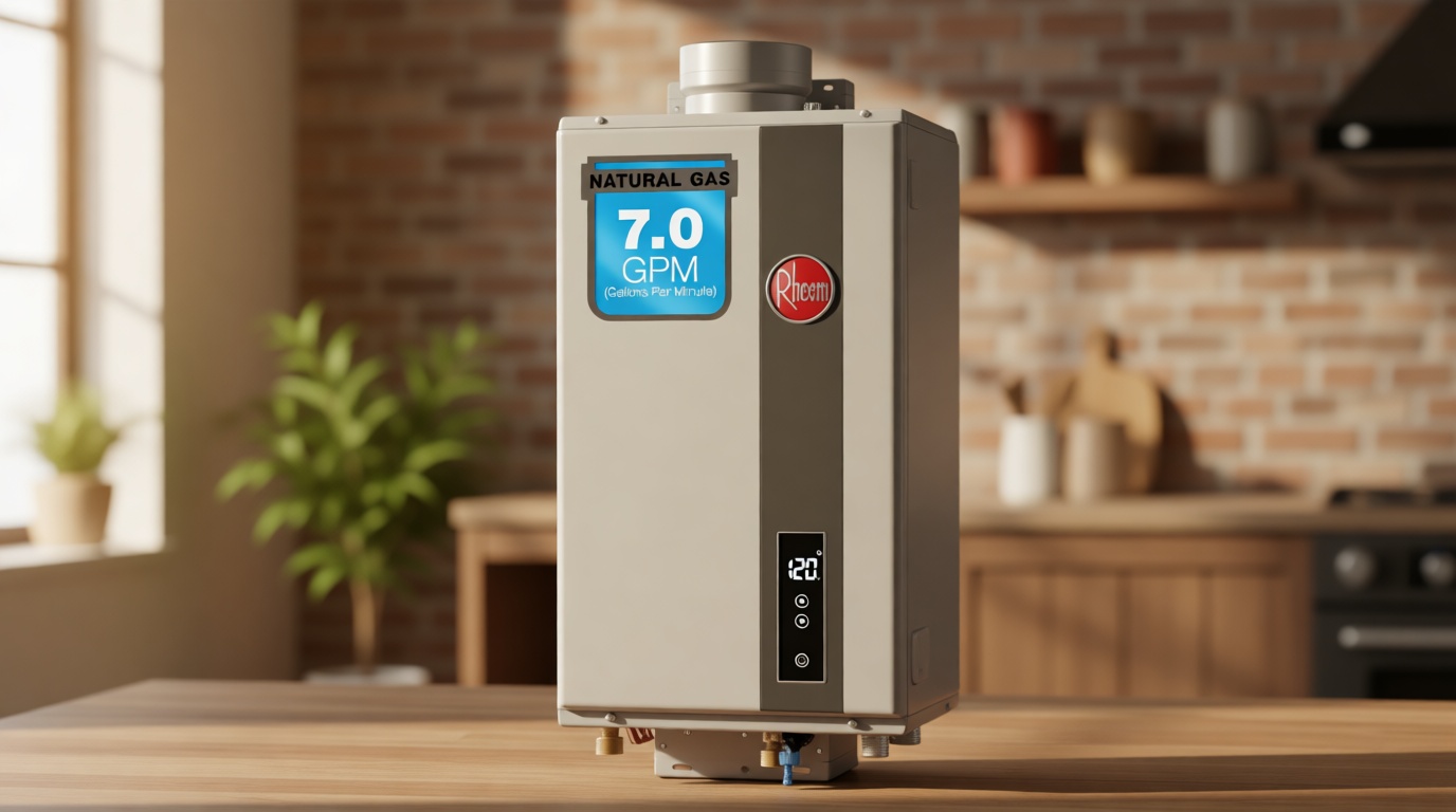 Rheem RTG-70DVLN-3 High Efficiency Non-Condensing Indoor Tankless Natural Gas Water Heater 7.0 GPM, 160,000 BTUs