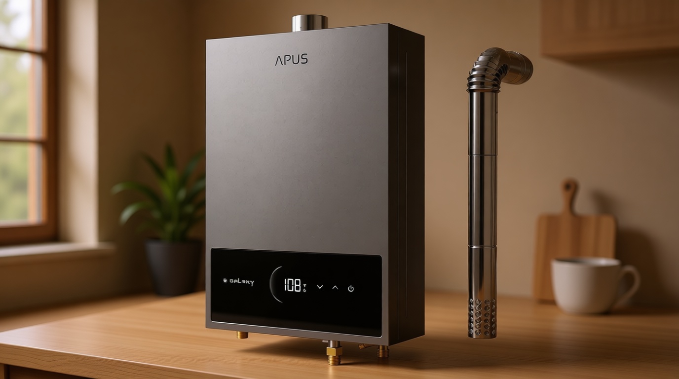 APUS Tankless Water Heater Natural Gas, Up to 4.42 GPM, Indoor Tankless Water Heater, 95,000 BTU on Demand Instant Hot Water Heaters with Smart Digital Display, Space Gray