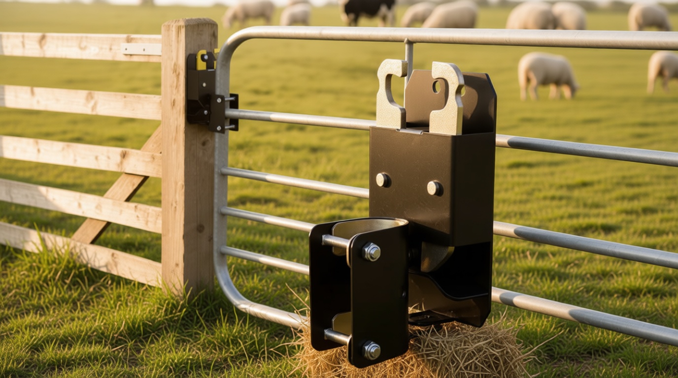 2 Way Farm Gate Latch, Heavy-Duty Fence Gate Latch with Self-Locking Nut, Black Livestock Gate Latch Compatible with Horse Corrals, Farms, Pastures, Stables, Ranches