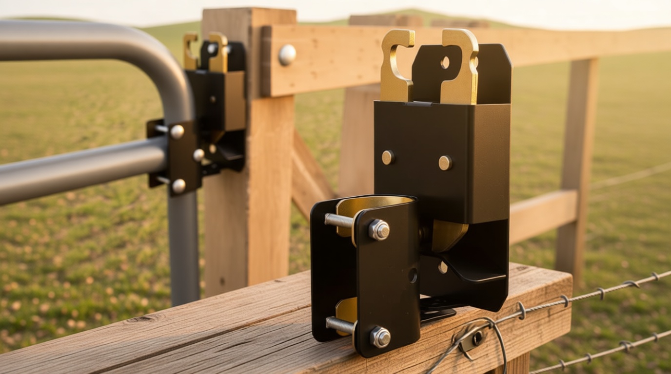 2 Way Farm Gate Latch, Heavy-Duty Lockable Fence Latch with Self-Locking Nut, Black Livestock Gate Latch Compatible with Pastures, Stables, Ranches, Horse Corrals,Farms