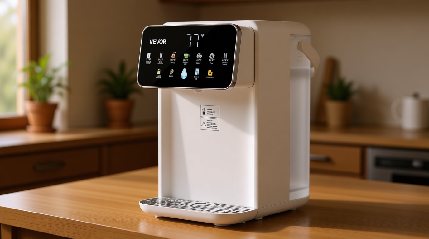 VEVOR Instant Hot Water Dispenser, Countertop Boiling Water Dispenser with Adjustable 7 Temperatures & 7 Water Volumes, 118oz Removable Water Tank, Quick Heating with Touchscreen & Child Lock for Home