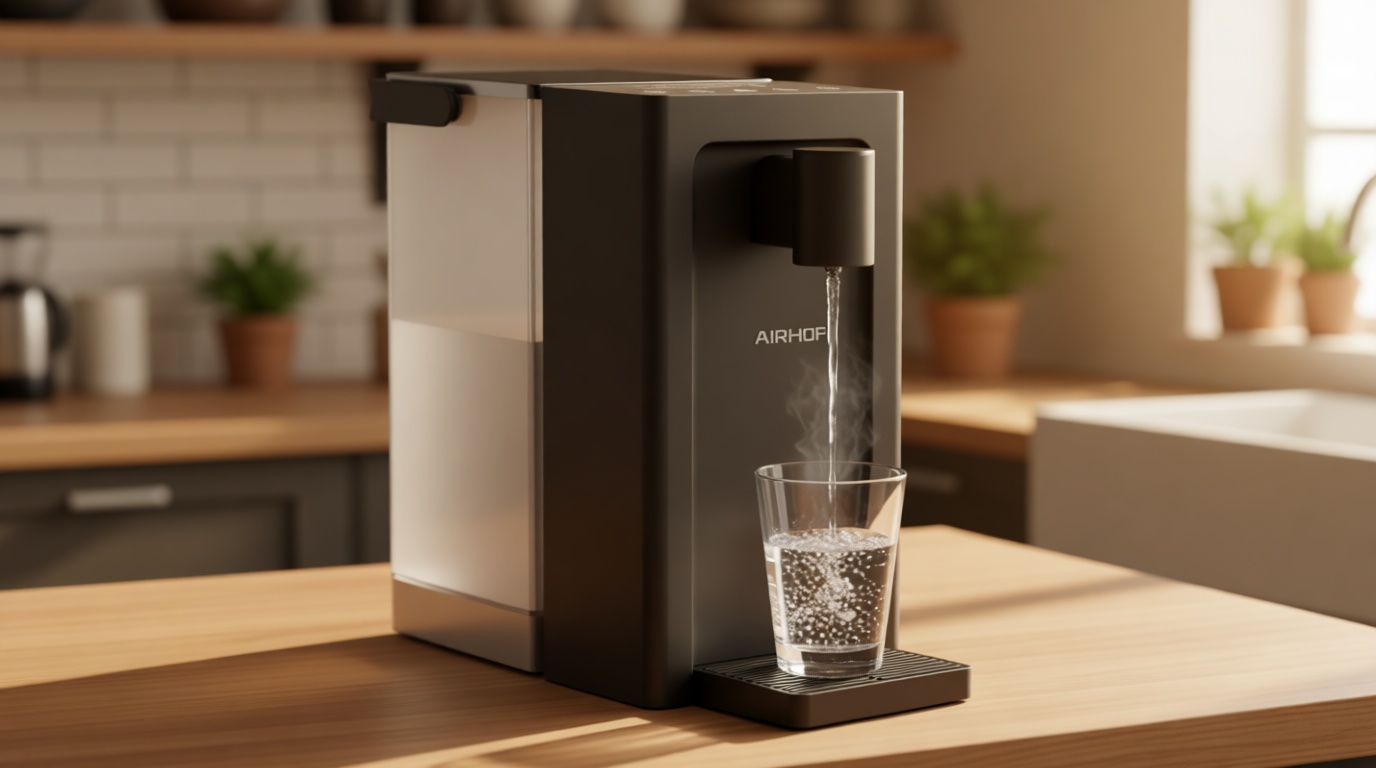 AIRHOP Instant Hot Water Dispenser, Quick Heating Countertop Water Dispenser with Child Locks, Adjustable 5 Temp 3 Water Volume Dispense, 100OZ 3L Removable Tank, Ideal for Home Office Kitchen, Black