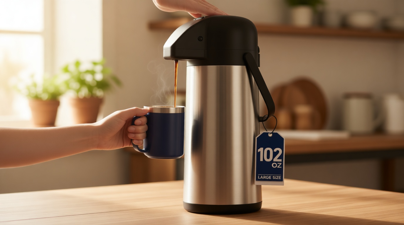 Coffee Carafe for Keeping Hot - Gezoss 102OZ / 3L Airpot Coffee Dispenser with Pump - Large Coffee Carafe for Hot Drinks Tea Liquid - Insulated Stainless Steel Hot Water Beverage Urn for Parties