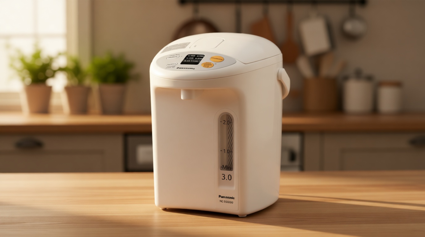 Panasonic 3L Water Boiler Electric Hot Water Dispenser Countertop w/Slow-Drip Mode for Coffee & Tea, 4 Temp Presets, Charcoal‑Purified Stainless, Auto Shut‑Off, Timer & Safety Lock - NC-EG3000