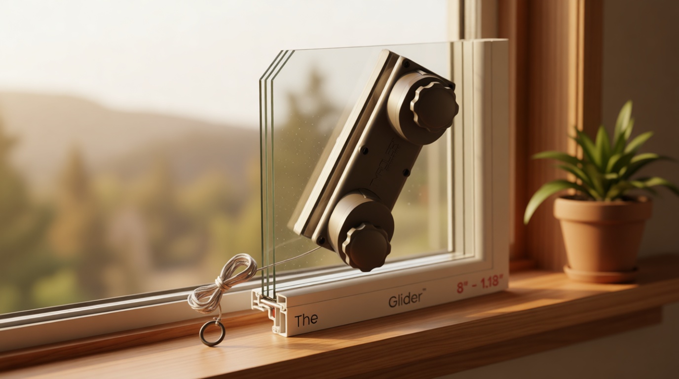 Tyroler Magnetic Window Cleaner Tool | The Silicone Glider R-2 AFC Fits Windows 0.1"-1.2" Thick | Double Sided Outside Window Cleaner Tool | Adjustable Control