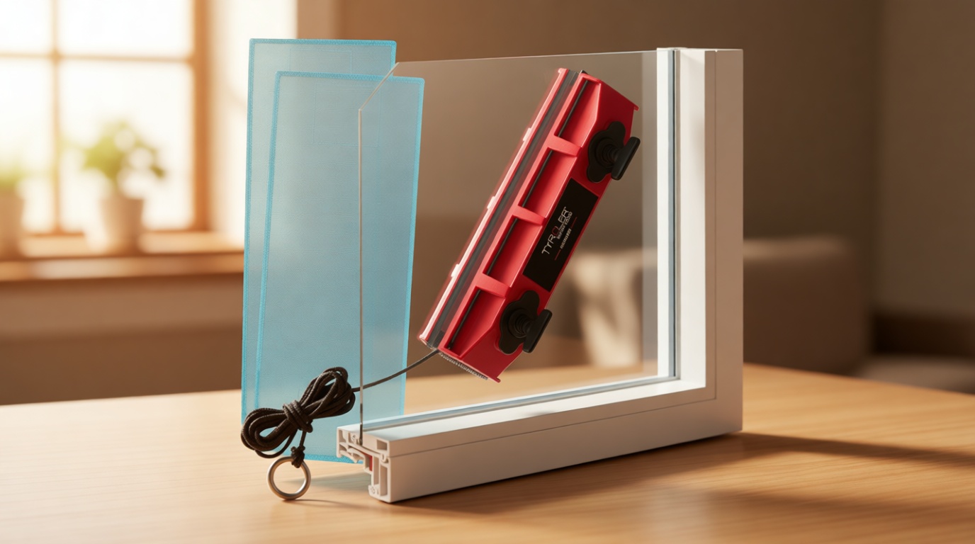 Tyroler Outside Magnetic Window Cleaner Tool | The Glider D-2 AFC Double-Sided Window Cleaners Tool Fits Windows 0.1"-0.7" Thick | Magnet Window Cleaner | Magnetic Glass Cleaner | Limpiador magnetico