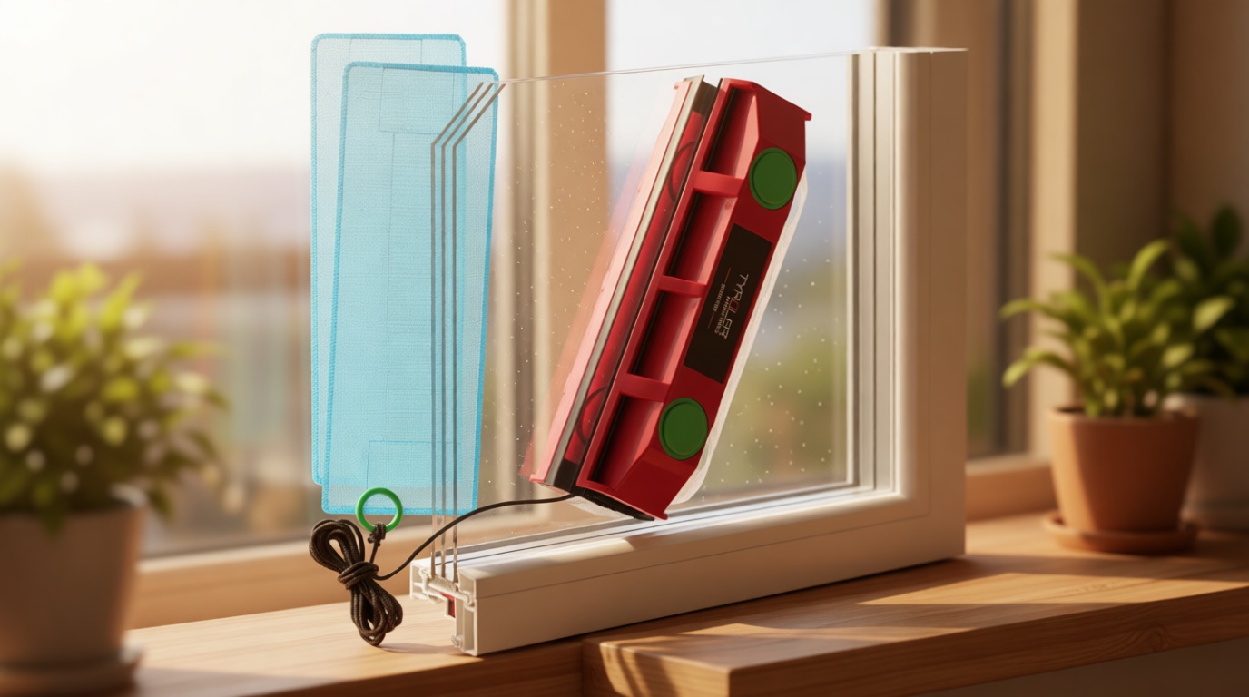 Tyroler Glider D-3 Outside Magnetic Window Cleaner Tool | Double Sided Outside Windows Cleaner Fits Only 0.8"-1.1" Single/Double Glazed Windows Thickness | Magnet Window Cleaners Tool