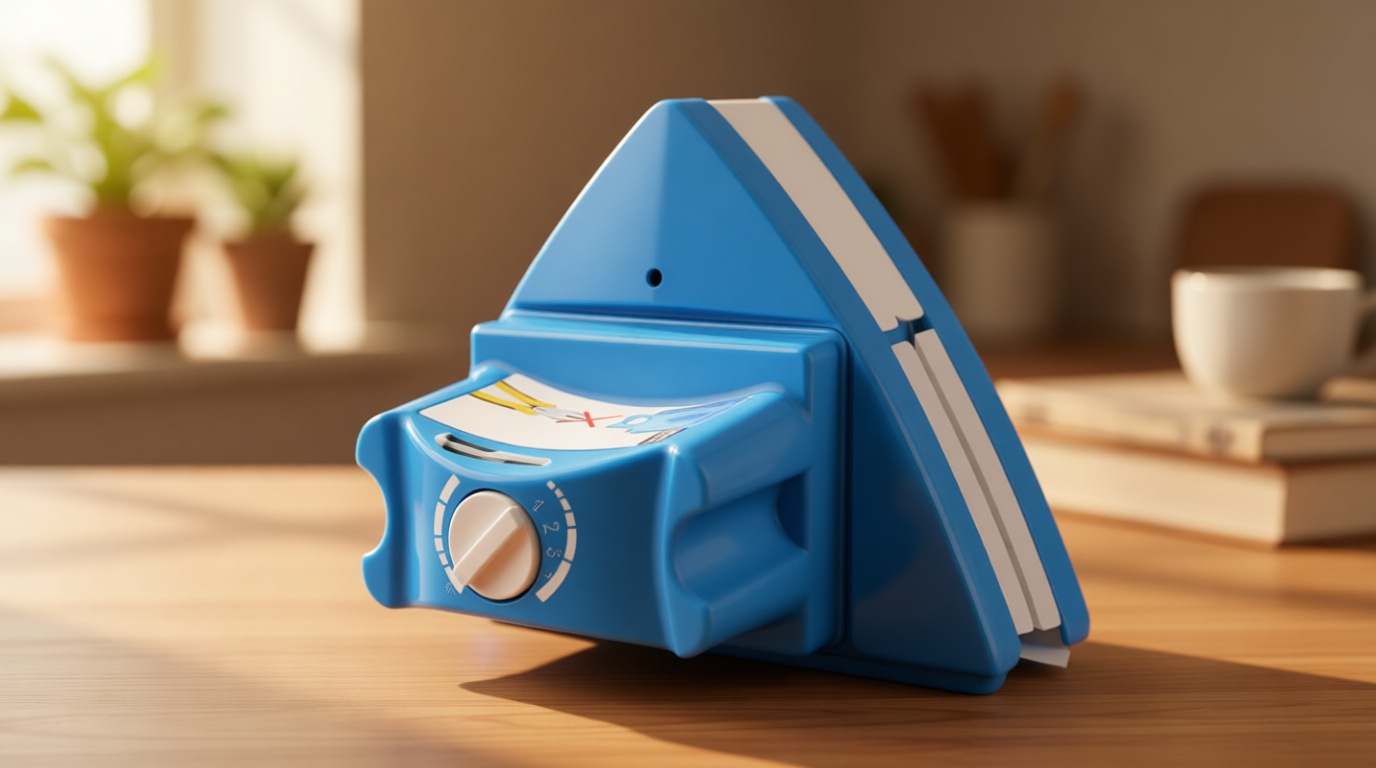 Double-Sided Window Cleaner Glass Wiper Magnetic Cleaning Tools, 5-Gears Adjustable Magnetic Glider Washing Brush Tools, for High-Rise Double Thick Glazed Windows Thickness 0.3"-1" (Blue)