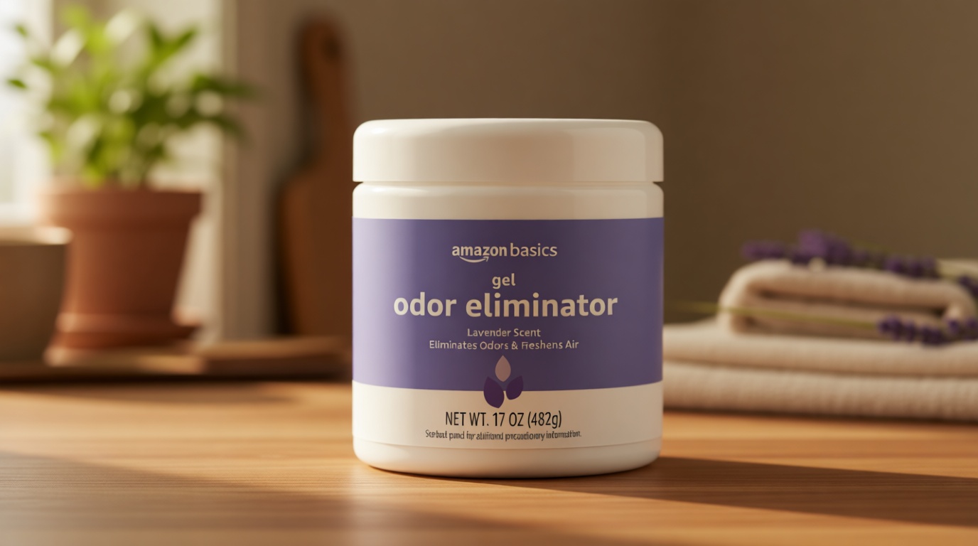 Amazon Basics Gel Odor Eliminator, Activated Charcoal, Lavender Scent, 17 Oz, 1-Pack