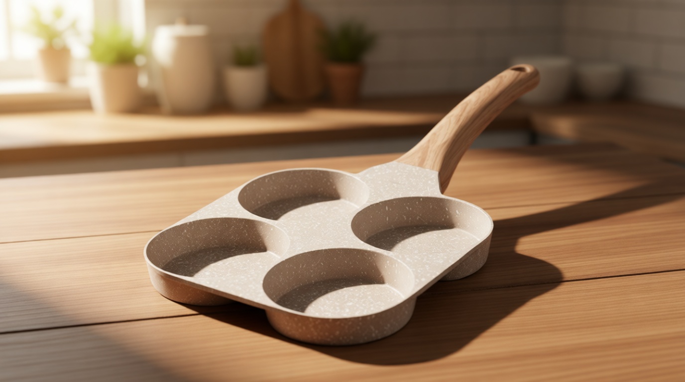 CAROTE Egg Pan Omelette Pan, 4-Cup Nonstick Granite Omelette Skillet - Pancake Pan and Healthy Egg Cooker Suitable for Gas Stove & Induction Cookware