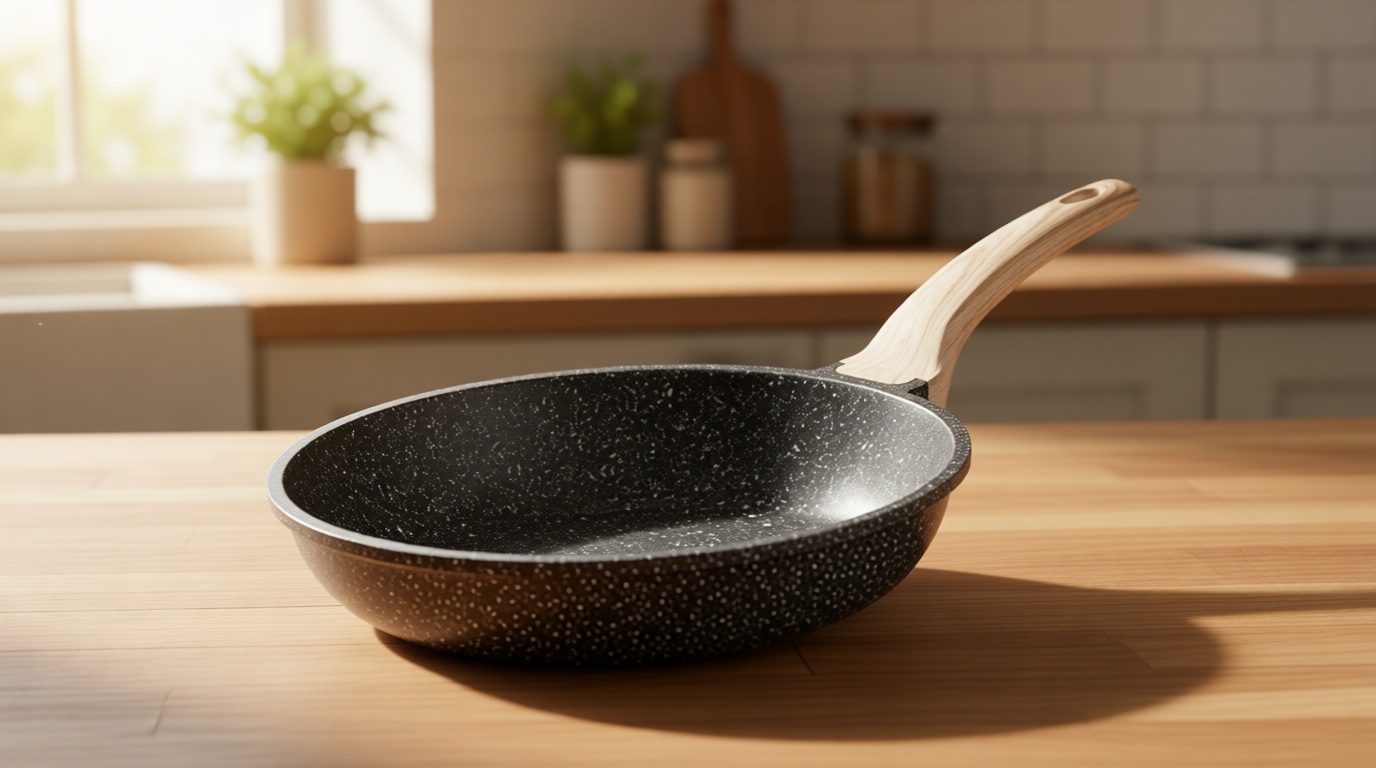 CAROTE Non Stick Frying Pan Skillet, Omelet Pan, Healthy Non Toxic Granite Chef Pan, Induction Compatible Egg Frying Pan with Heat-Resistant Handle, PFOA-Free,Black, 12"