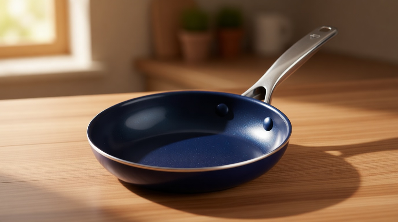 Blue Diamond 8" Nonstick Frying Pan Skillet, Diamond Infused PFAS-Free Ceramic, Dishwasher & Oven Safe, Stainless Steel Handle, Durable Non Toxic Metal Utensil Safe, Egg & Omelet Pan, Blue