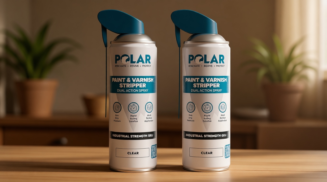 Polar Paint & Varnish Stripper Spray - 2 x 17 Fl Oz | Industrial Strength Gel Removal for Paints, Varnishes & Other Stubborn Resides | Multi Surface Paint Stripper for Wood, Metal and Concrete