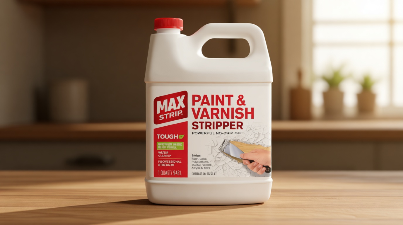 Max Strip Paint & Varnish Stripper 32oz - Paint Stripper for Multiple Layers of Acrylic, Latex, Oil & Water-Based Paints, varnishes. for Wood, Metal, Masonry, Plaster, Tile, molding.