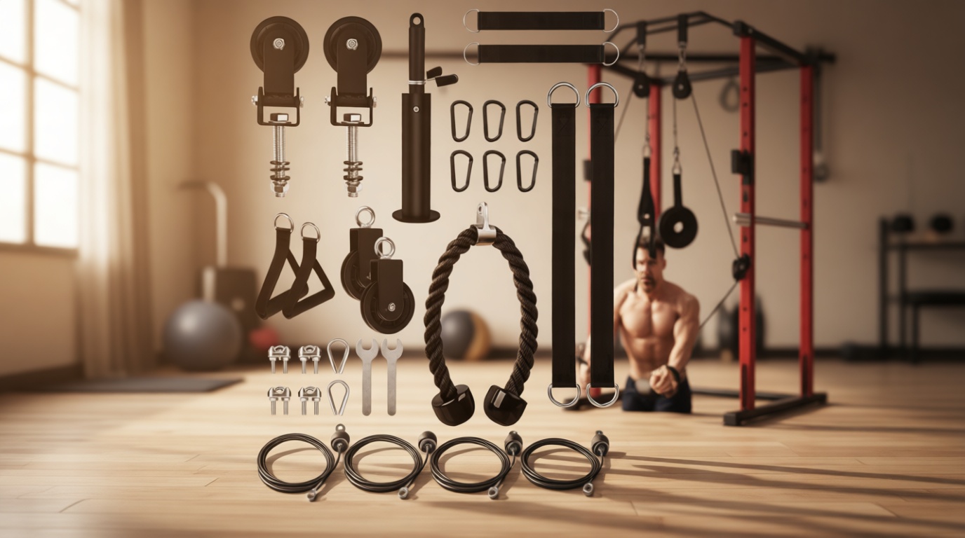 LAT Pulldown Pulley System for Home Gym Cable Machine Pulley Attachment Set Power Cage Weight Lifting Workout Kit