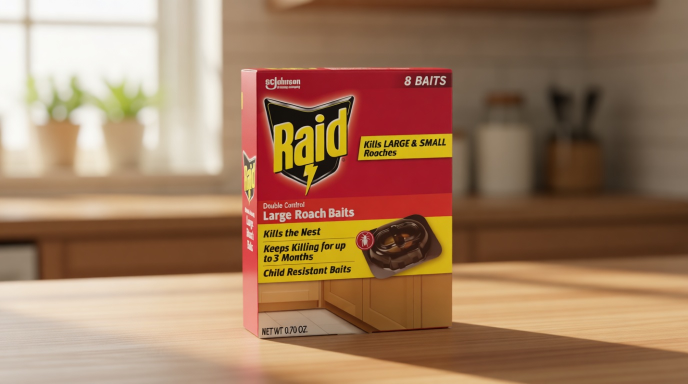 Raid Double Control Large Roach Baits for Indoor Roach Control Child Resistant Bait Stations 8 Count (Pack of 1)