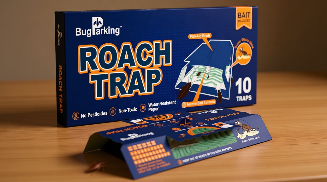 Roach Traps Indoor Sticky Glue Traps for Roaches Cockroach Trap Indoor Home, Non-Toxic Roach Motels Trap (10 Traps)