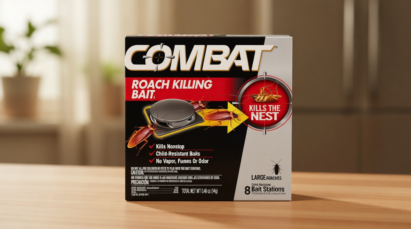 Combat Roach Killing Bait, Roach Bait Station For Large Roaches, Kills The Nest, Child-Resistant, 8 Count,Insects
